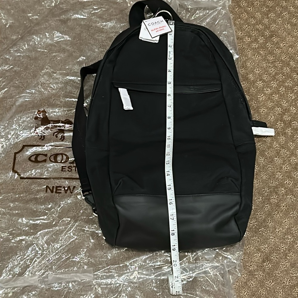 NWT Coach “CCV Utility Pack” Back Pack Black Genuine Leather & Canvas 19X12 - Picture 3 of 15